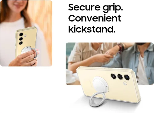 Miniatura 9 de Samsung Funda transparente para teléfono Galaxy S24, funda protectora con agarre de mano, soporte, accesorios para correa de muñeca, protección