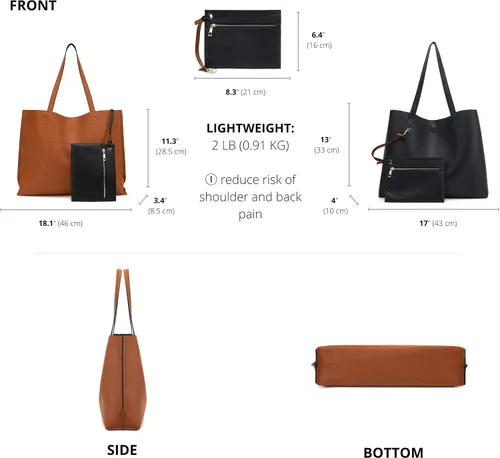 Miniatura 3 de Scarleton Leather Tote Bag for Women, Womens Purses and Handbags, Reversible Tote Bags for Women, Purses for Women, H1842
