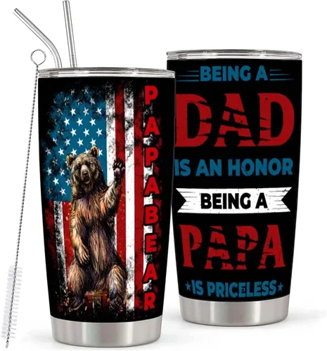 Miniatura 8 de Regalo para un amigo – Vaso de acero inoxidable con la bandera estadounidense de 20 onzas para hombres – Regalo de cumpleaños para hombres – Regalos