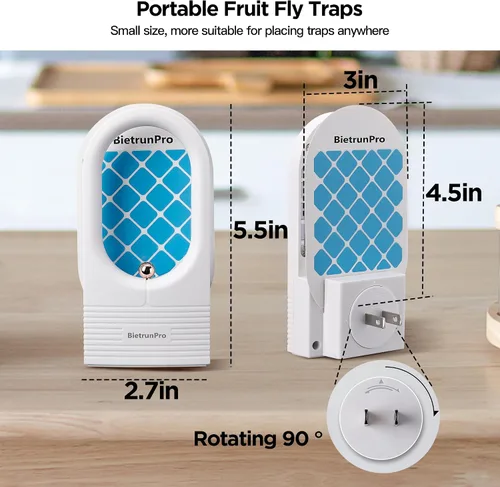 Miniatura 6 de Trampas para Moscas de Fruta/Trampas para Mosquitos para Interiores, Mata Mosquitos con Luz UV y Azul Enchufable, Trampa para Insectos Voladores