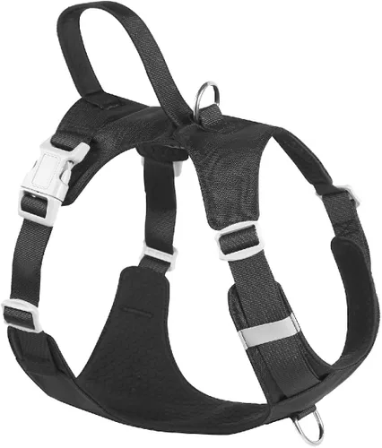 Arnés sin tirones para perro, con asa, ajustable, suave, chaleco ligero para perros pequeños, medianos y grandes, negro, M