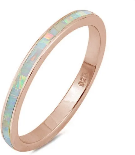 Oxford Diamond Co . Anillo apilable de plata de ley 925 con ópalo creado para mujer, tallas 4-12 colores, Plata de ley, Ópalo sintético