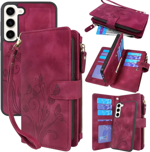 Miniatura 7 de Funda compatible con Samsung Galaxy S23 5G 2023, [12 ranuras para tarjetas] Soporte para dinero en efectivo para tarjetas de identificación, Floral