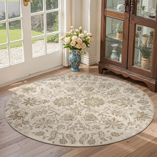Miniatura 330 de jinchan Lima - Alfombra simétrica floral geométrica lavable, alfombra de entrada de medio círculo de 2 x 3, alfombra de media luna, suave y Azul