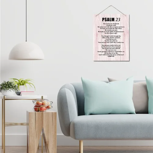 Miniatura 4 de Letreros de arte inspiradores de madera, Salmos 24 - El Señor es mi pastor, impresión de versículo bíblico, placa de pared impresa para colgar
