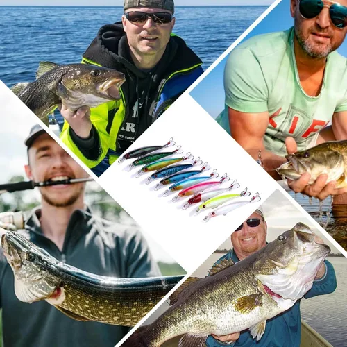 Miniatura 7 de Jerkbait Señuelos de pesca, señuelos de pesca de lubina superior - 10 piezas con caja