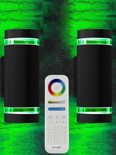 Miniatura 2 de rosykite Iluminación LED que cambia de color RGB doble hacia arriba y hacia abajo, luz de pared al aire libre, 12 W, 1200 lm, temperatura blanca