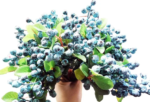 Miniatura 3 de Mistari Paquete de 10 flores artificiales California de arándanos sintéticos, tallos artificiales para decorar púas de arándanos, frutas, flores
