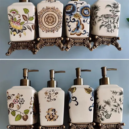 Miniatura 5 de Bathroom Soap Dispenser 340ML Personalized Crack Ceramic Soap Dispenser Retro Large Lotion Sub Bottle Resin Base Reusable Pump-Bottles Dispensers