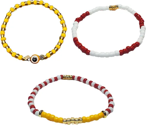 Juego de 3 pulseras de cuerda elástica de santería de ojo malvado hechas a mano Obatala Oshun Yemaya Orula Elegua Oya Ogun Ochosi Shango Babalu Aye