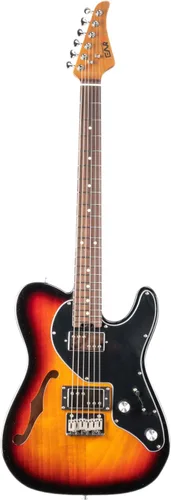 Miniatura 7 de EART E-TT72 Guitarra eléctrica de cuerpo semihueco de 6 cuerdas, capacidad de juego versátil, potentes pastillas Humbucker guitarras de puente fijo