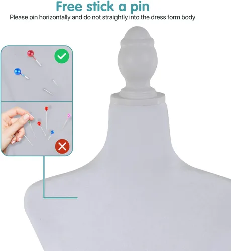Miniatura 5 de Forma del vestido de cuerpo de torso de maniquí femenino, altura ajustable de 49.6 a 63.4 pulgadas con trípode de madera para exhibición de Blanco