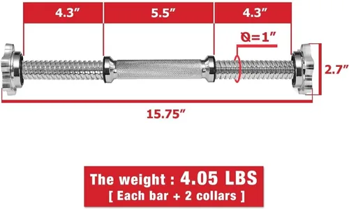 Miniatura 2 de Asas de mancuernas roscadas/asas ajustables para mancuernas – Se adapta a discos de peso estándar de 1 pulgada – Accesorios de levantamiento de pesas