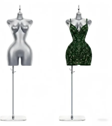 Miniatura 14 de Modelo de torso de maniquí femenino dorado y plateado con altura ajustable y soporte de base de metal para tienda de ropa al por menor (negro, L)