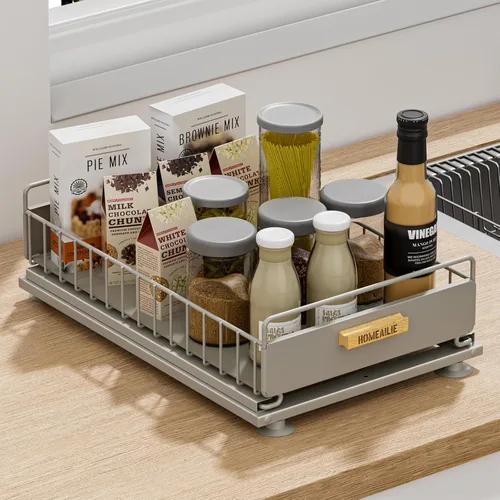 Miniatura 13 de Organizador bajo el fregadero, Organizador de 2 niveles alto y ajustable bajo el fregadero de la cocina, estante de almacenamiento multiuso