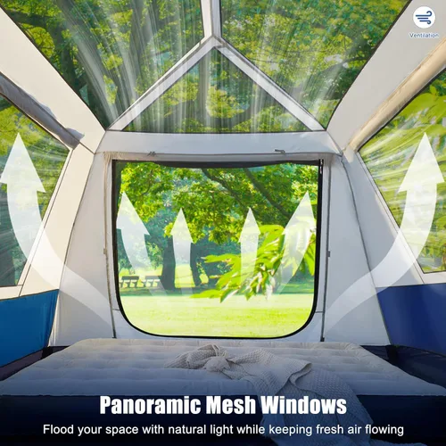 Miniatura 3 de YOLENY Instant Cabin Tent, 4-8 Person Quick Setup Family Camping Tent with Rainfly and Extended Canopy, Weather Resistant Tent with Mesh Windows and