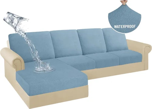 Miniatura 36 de HDCAXKJ Fundas de Cojines para Sofá Seccional 100% Impermeables, 3 Piezas, Forma de L, Funda Seccional Elástica para Chaise, Juego de Fundas