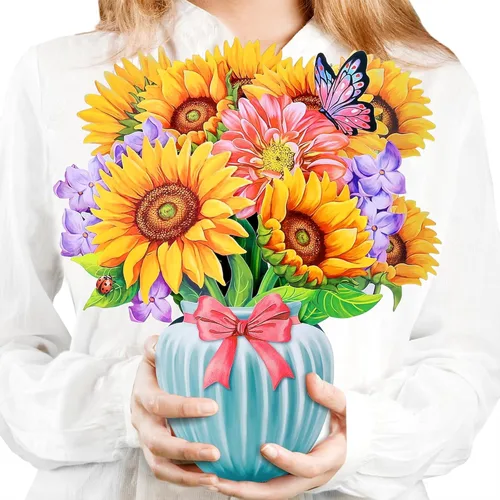 Miniatura 11 de Airpark - Tarjeta desplegable de flores 3D, tarjeta de felicitación – Claveles rosas – Para mamá, abuela – Ideal para el Día de la Madre