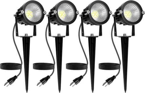 Miniatura 8 de REEGOLD Foco para exteriores blanco cálido de 2700 K, luces LED de 10 W al aire libre para patio, jardín, árbol, 120 V, enchufable, iluminación