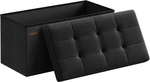 Miniatura 25 de SONGMICS Colección MAZIE - Banco otomano plegable de almacenamiento de 43 pulgadas, reposapiés otomano, banco para el final de la cama, pecho