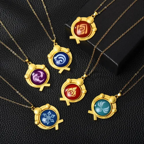 Miniatura 5 de Genshin Vision - Juego de collares con colgante para fanáticos de Genshin Impact Mondstadt Liyue Inazuma Snezhnaya Zinc Sin gemas