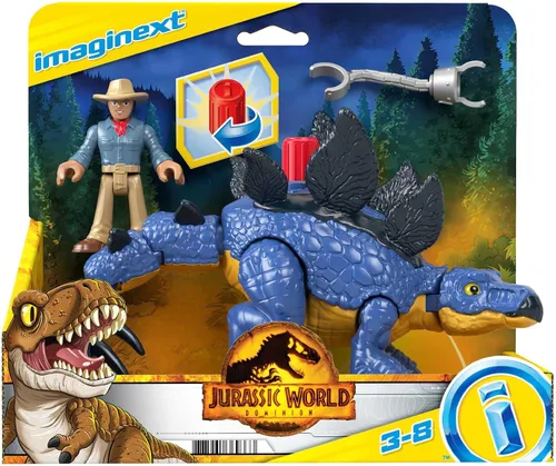 Miniatura 6 de Fisher-Price Imaginext Jurassic World - Juego de figuras de dinosaurio de Estegosaurio y Dr. Alan Grant para juegos de simulación preescolares niños