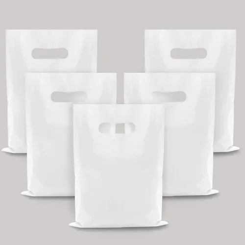 40 bolsas de regalo de plástico blanco para dulces, bolsas de plástico troqueladas para cumpleaños, baby shower, boda, fiesta