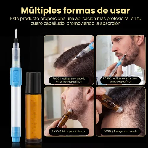 Miniatura 6 de Minoxidil - 5% para hombres y mujeres con aplicador de rodillo y bolígrafos aplicadores de precisión, solución tópica extra fuerte