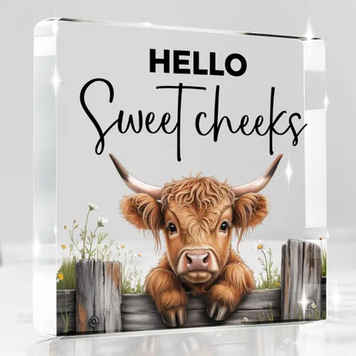 Miniatura 11 de Highland Cow Gifts - Letrero acrílico con texto en inglés "You are Brave Kind Loved Enough Positive Inspirador Highland Cow Regalos para Amigos