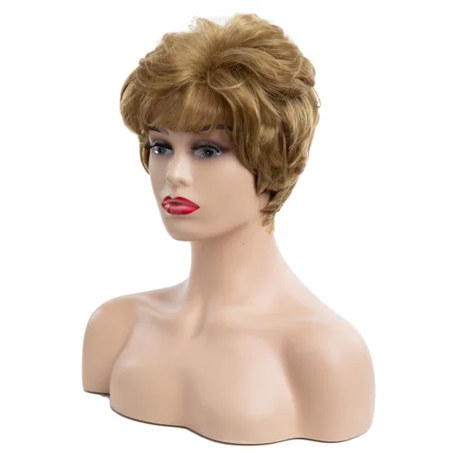 Miniatura 3 de Peluca corta rubia Pixie sintética en capas Cosplay pelucas completas para mujeres blancas