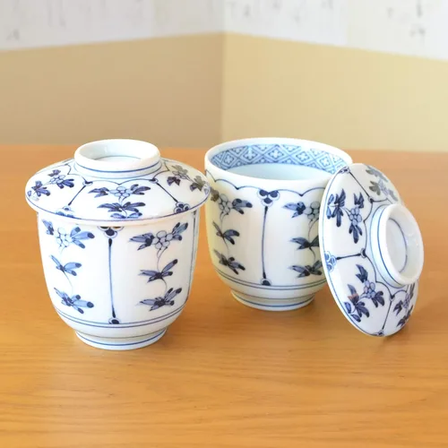 Miniatura 2 de 有田焼やきもの市場 Juego de 2 tazas de Chawanmushi con tapas japonesas Chawan Mushi Arita Imari Hecho en Japón Wari-Souka