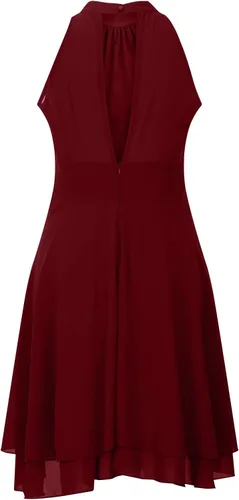 Miniatura 5 de MRGIINRI Vestido de verano bohemio para mujer, vestido sexy sin mangas, cuello halter, cintura elástica, con volantes, mini vestido con vuelo