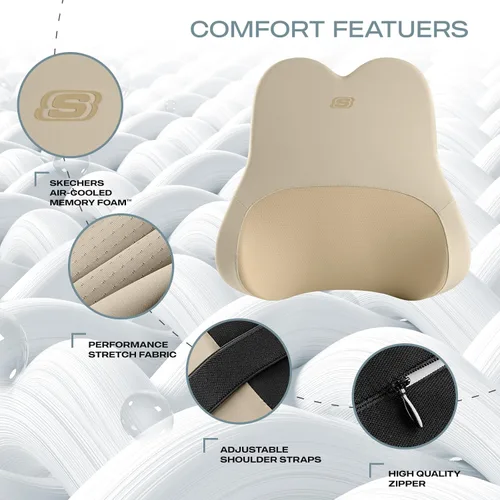 Miniatura 3 de Skechers Almohada lumbar de espuma viscoelástica y refrigerada por aire, almohada de soporte lumbar para oficina, almohada lumbar para silla