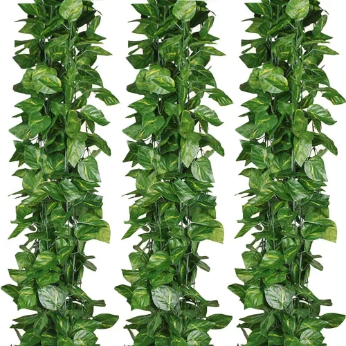 Miniatura 9 de Guirnalda de vides artificiales de 168 pies, hojas colgantes falsas, plantas de follaje sintético para bodas, fiestas, jardín, hogar, cocina