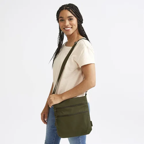 Miniatura 6 de Vera Bradley - Bolsa cruzada para mujer, de algodón característico de la marca, con triple cremallera, hipster