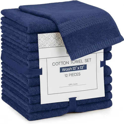 Miniatura 21 de Linteum Textile - Juego de toallas faciales de 12 x 12 pulgadas, 100% algodón suave, 16 paños hilados de un solo anillo, toallas faciales