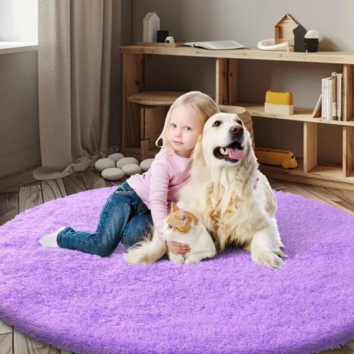 Miniatura 2 de Alfombras circulares súper suaves para niñas, castillo de princesa, tienda de campaña de 5 diámetros, alfombras circulares de área para dormitorio