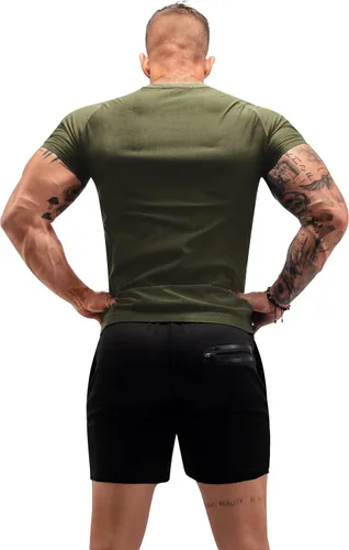 Miniatura 3 de FUXERT - Camisa de sauna para hombre, traje de sudor para gimnasio, ejercicio, camisa de compresión, ropa de entrenamiento moldeadora Verde