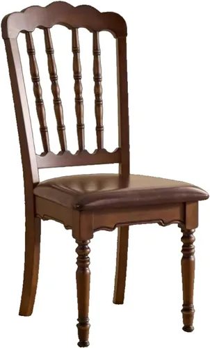 Miniatura 8 de Wooden Dining Chairs Set of 4 Upholstered Kitchen Chair with Slatted Backrest, Classic Armless Dining Chair for Restaurants/Kitchens(Leather Cushion