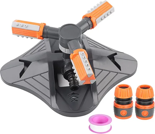Miniatura 5 de Fydun Sistema automático de riego giratorio de 360 grados con 3 brazos para jardín y patio, césped, herramienta automática de rotación de 360 grados