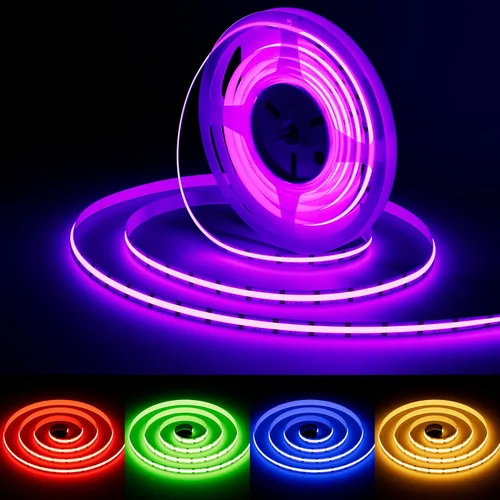 Miniatura 9 de MIWISE Tira de luces LED RGB COB 9.84 pies/3m, tira de luz de cambio de color regulable DC24V, compatible con Alexa/Google Assistant/Tuya, cinta