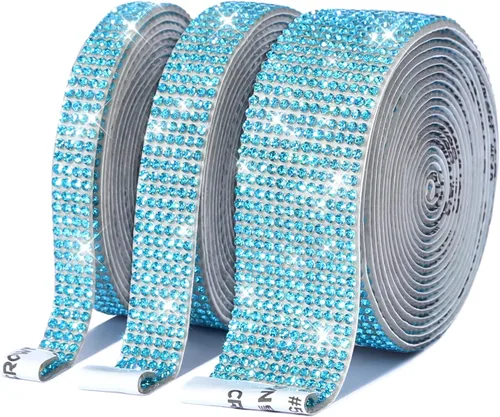 Miniatura 13 de 3 rollos / 6.6 yardas, cinta autoadhesiva de diamantes de imitación de diamantes de imitación, diamantes de imitación para manualidades, decoración