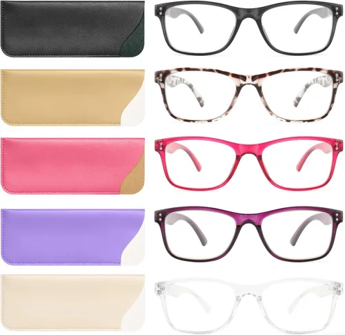 Miniatura 7 de Fetrrc - Modernos lentes de lectura cuadrados con bloqueo de luz azul de computadoras, antirreflejos, antifatiga, con protección ultravioleta