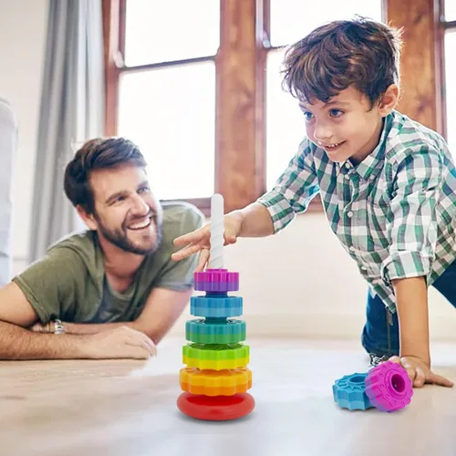 Miniatura 6 de BYFWH Juguete apilable para bebés, juguetes apilables de primera calidad para niños, juguete apilable giratorio para bebés y niños pequeños, juguete