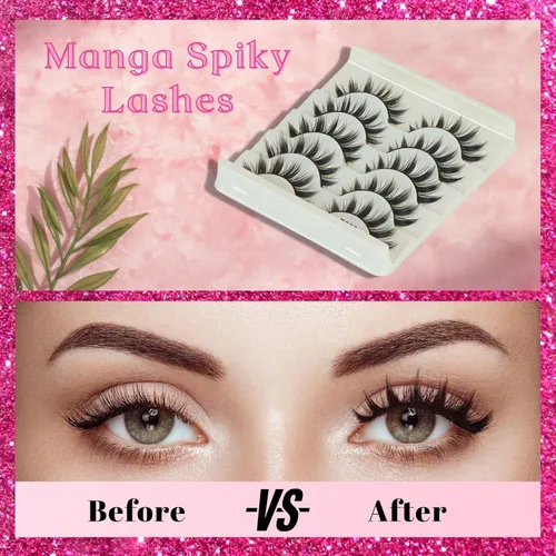 Miniatura 7 de 5 pares de pestañas de manga para cosplay, pestañas 3D Little Devil Spiky Lash Cute Doll Anime pestañas estilo japonés pestañas de maquillaje