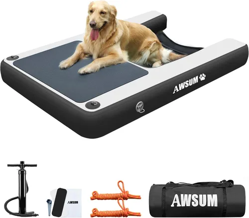 Miniatura 8 de AWSUM Rampa inflable para botes acuáticos para perros, escalera flotante para perros de hasta 230 libras en escalones de flotación de agua
