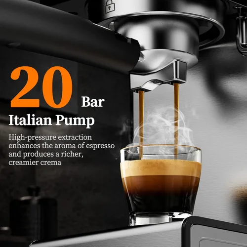Miniatura 4 de Máquina de espresso de 20 bares con preparación de café caliente y frío rápido, cafeteras de acero inoxidable, máquina de capuchino y latte