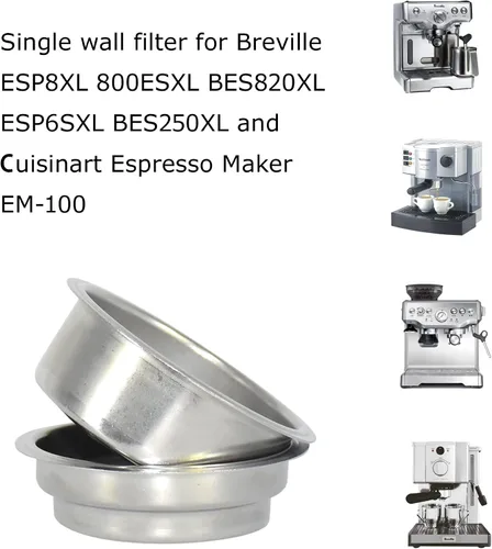 Miniatura 3 de Filtro de doble pared de 1.969 in, filtro de cesta de una taza y BES820XL/205 dos tazas para Br ESP8XL 800ESXL BES820XL ESP6SXL BES250XL y Cuisinart