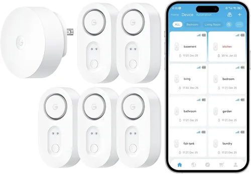 Miniatura 12 de GoveeLife Detector Inteligente de Fugas de Agua Mejorado 1s con Alcance Ultra Largo de 1804 pies, Sensor de Agua WiFi con SMS/Correo