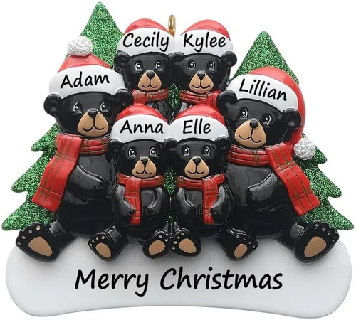 Miniatura 13 de Adorno personalizado de oso negro 2025 – Decoración de árbol de Navidad de familia de 2, animal del bosque, adorno de nuestra primera Navidad juntos
